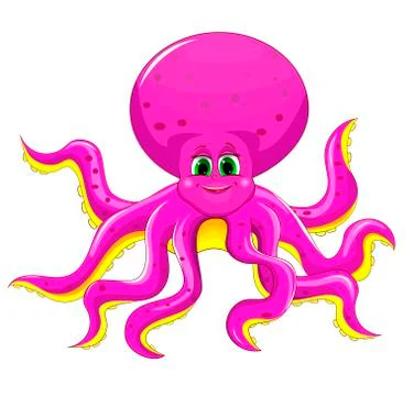 Joyful pink octopus Stock Illustration