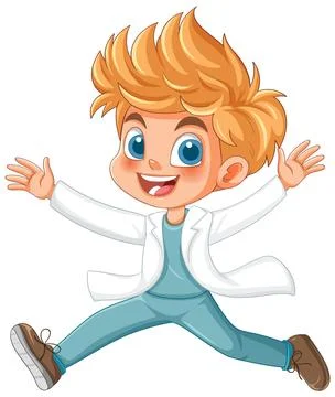 Joyful Scientist in Action Stock Illustration