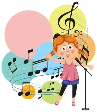 Joyful Singing with Musical Notes Ilustración de archivo