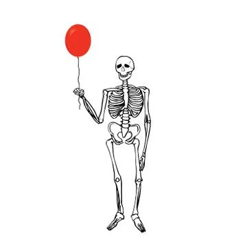 Joyful skeleton that keeps the balloon. Stock Illustration