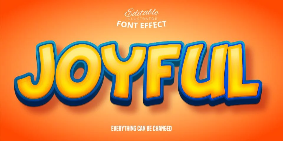Joyful text, 3d editable font effect Stock Illustration