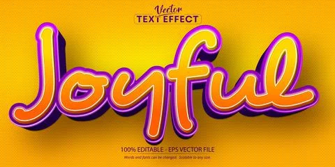Joyful text, cartoon style editable text effect Stock Illustration