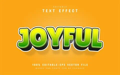 Joyful text, editable text effect cartoon style Stock Illustration