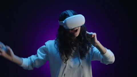 Joyful Virtual Reality Singing and Dancing Stock Footage 257789479