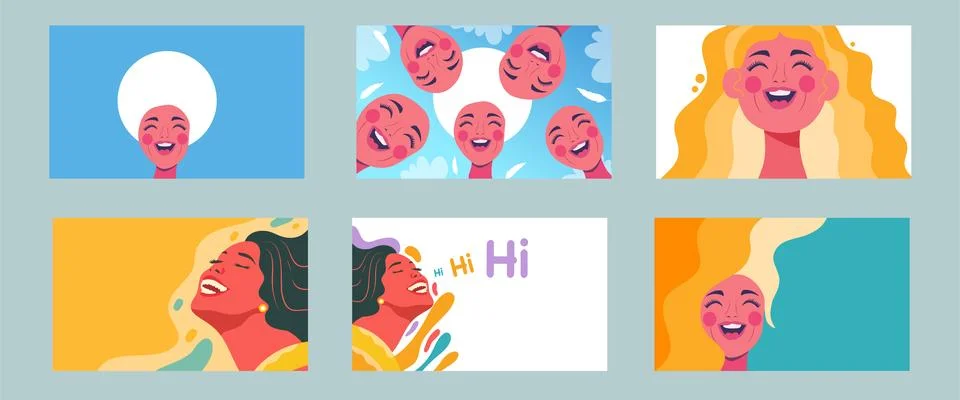 Joyful World Laughter Day Bundle Set Background Collection Stock Illustration