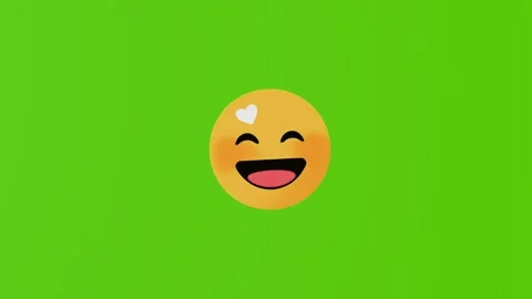 A joyful yellow smiley face moves on a green screen Stock Footage 282366431