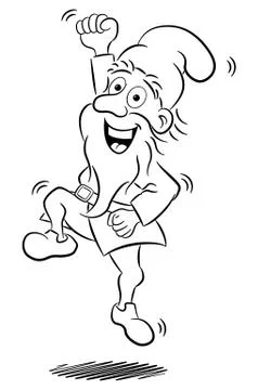 Joyfully jumping garden gnome Illustrazione stock