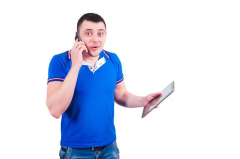 Joyfully surprised guy Stock Photos