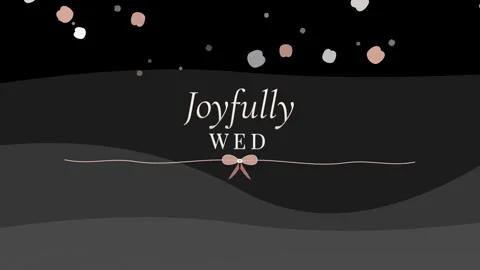 Joyfully wed text design with decorative elements on black background Stock Footage 344575878