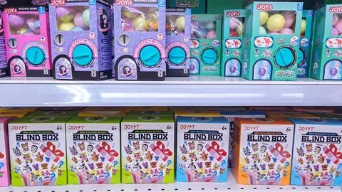 Joyit Mini Gacha Machine and Blind Box Collectible Toys Stock Photos