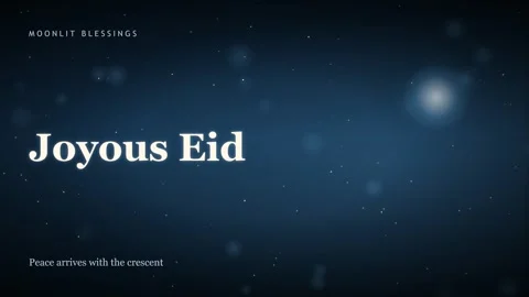 Joyous Eid text design on starry blue night background Stock Footage 336404077
