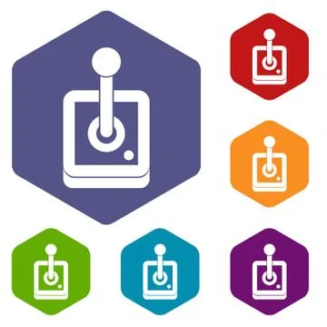 Joystick for computer games icons set 스톡 일러스트