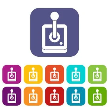 Joystick for computer games icons set 스톡 일러스트