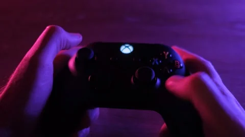 Joystick controller for playing on the new xbox series x console. 28 July, 2021 Stock Footage 161080565