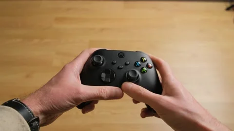 Joystick controller for playing on the new xbox series x console. Kiev, Ukraine Stock Footage 267150038
