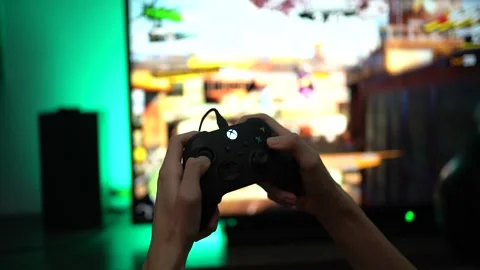 Joystick controller for playing on the new xbox series x console. Tarragona Stock Footage 311879057