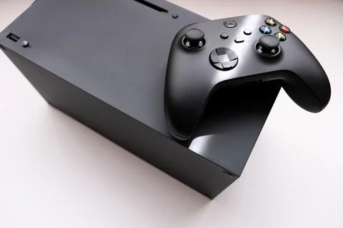 Joystick controller for playing on the new xbox series x console. Kiev, Ukraine Stock Photos