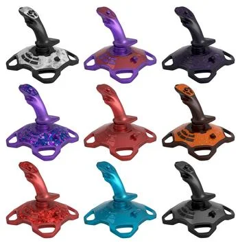 Joystick controllers for flight simulator offer incredibly immersive gaming.. Stock Illustration