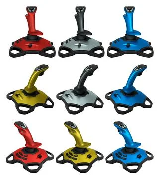 Joystick controllers for flight simulator offer incredibly immersive gaming e Stock Illustration