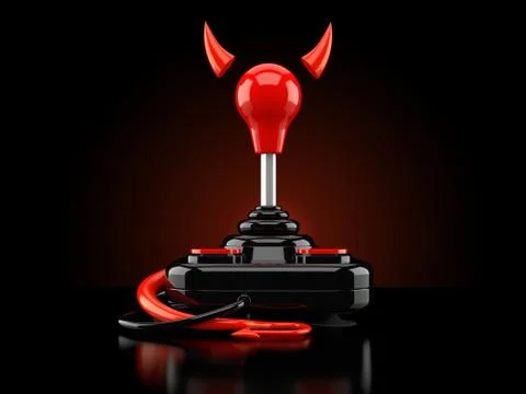 Joystick with devil horns and tail 스톡 일러스트