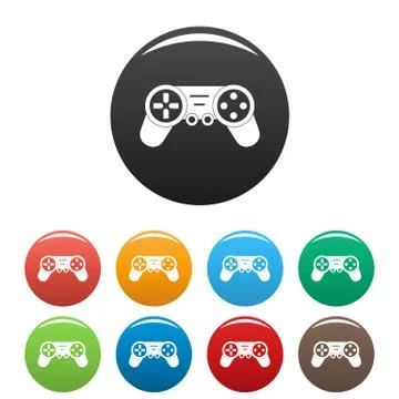 Joystick drone control icons set color Stock Illustration