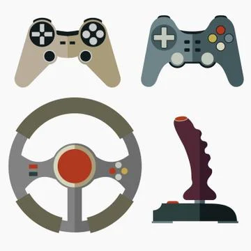 Joystick flat icons - vector Stock Illustration
