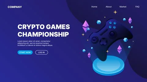 Joystick, game controller digital asset. P2E Crypto Games Landing Page Concept Stock Illustration