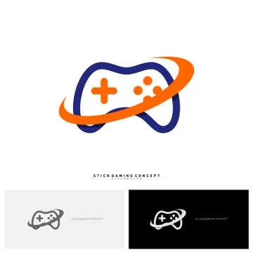 Joystick Game Logo Concept Template Design Vector. Game Planet logo Symbol -  Stock Illustration
