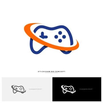Joystick Game Logo Concept Template Design Vector. Game Planet logo Symbol -  Stock Illustration