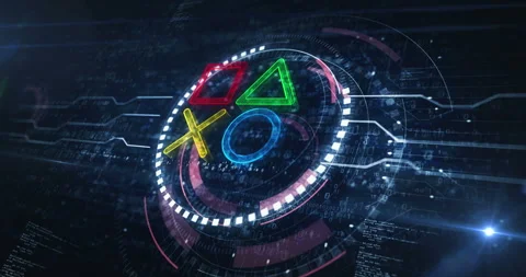 Joystick gaming and console video play symbol digital concept loop Stock Footage 246791505