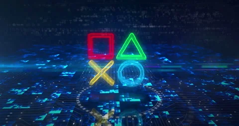 Joystick gaming and console video play symbol cyber concept Stock Footage 246792287