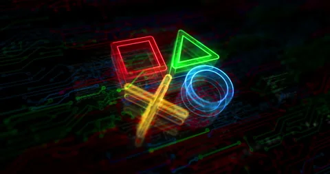 Joystick gaming and console video play symbol digital concept Stock Footage 246822582