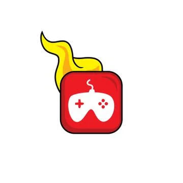 Joystick hot flame icon button theme vector art Illustrazione stock