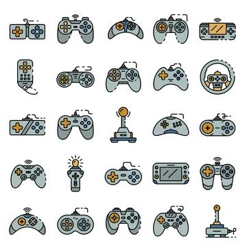 Joystick icons set vector flat Stock Illustration