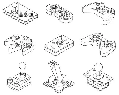 Joystick icons set vector outine Illustrazione stock