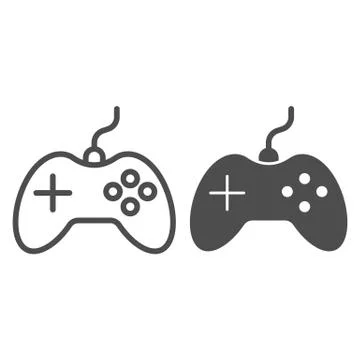 Joystick line and solid icon, electronics concept, gamepad controller sign on Stock Illustration