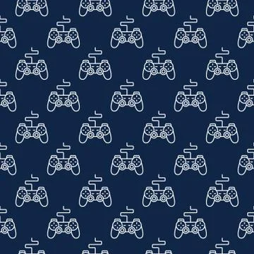 Joystick or Gamepad vector concept linear seamless pattern 스톡 일러스트