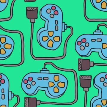 Joystick Pattern. Retro gamepad background. Video Games Controller Ornament イラスト素材