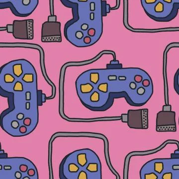 Joystick Pattern. Retro gamepad background. Video Games Controller Ornament Stock Illustration