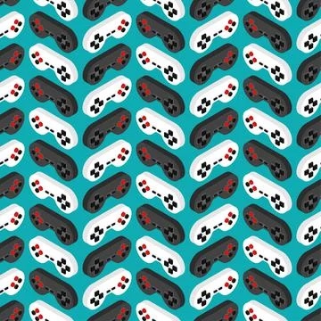 Joystick pattern seamless. Gamepad background. control knob video game textur Stock Illustration