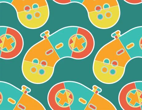 Joystick pattern seamless. Gamepad ornament. Game controller Vector backgroun Stock Illustration