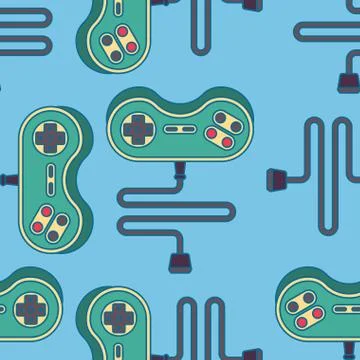 Joystick seamless pattern. Gamepad ornament. VideoGame Controller Texture 스톡 일러스트