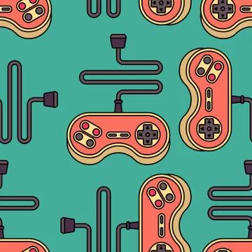 Joystick seamless pattern. Gamepad ornament. VideoGame Controller Texture Stock Illustration
