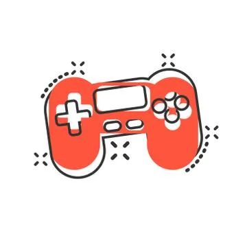 Joystick sign icon in comic style. Gamepad vector cartoon illustration on whi Illustrazione stock