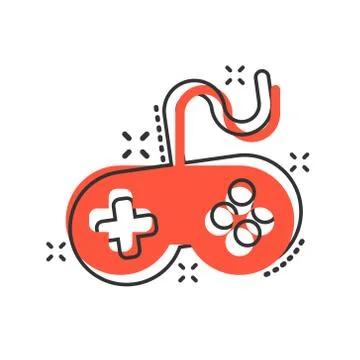 Joystick sign icon in comic style. Gamepad vector cartoon illustration on whi Stock Illustration