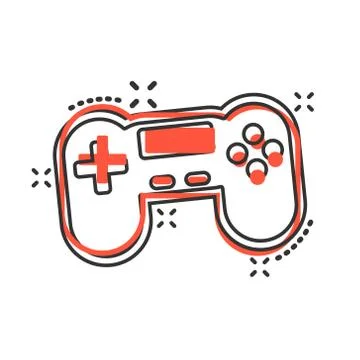 Joystick sign icon in comic style. Gamepad vector cartoon illustration on whi Illustrazione stock