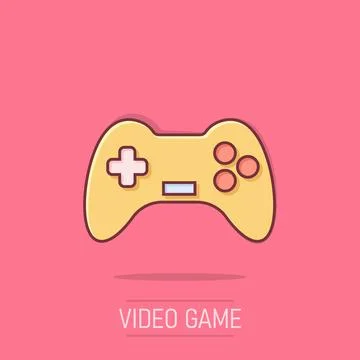 Joystick sign icon in comic style. Gamepad vector cartoon illustration on i.. Stock Illustration