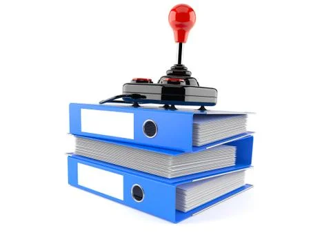 Joystick on stack of ring binders Illustrazione stock
