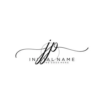 JP Initial handwriting logo with circle template vector Stock Illustration
