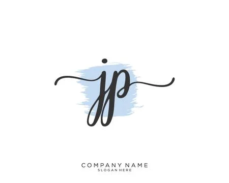 JP Initial handwriting logo design Stock Illustration